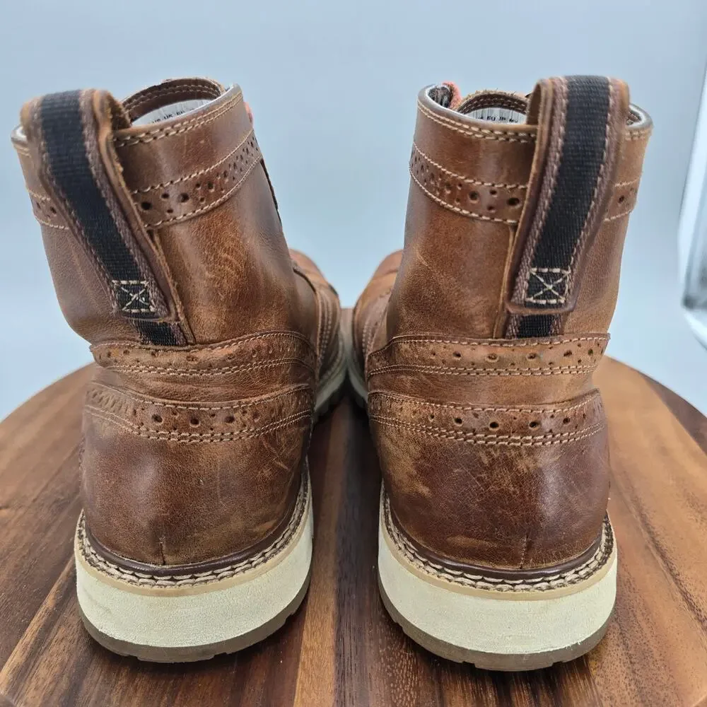 Timberland Boots Mens 10.5 M Brown Leather Casual Brogue Wingtip Lace Up Ankle